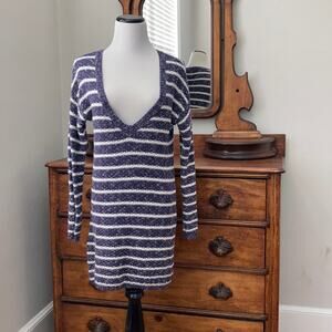 Tobi Blue & White Striped Long Sweater, Size XS